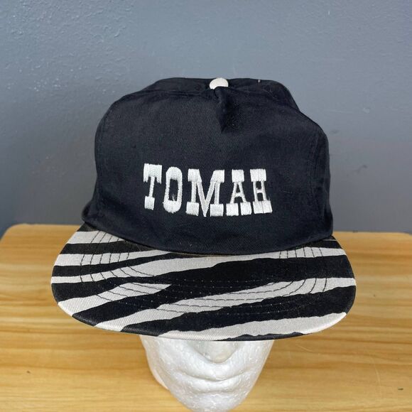KC TOMAH Snapback Hat Unisex One Size Black White Zebra Brim Adjustable Casual - Picture 2 of 9